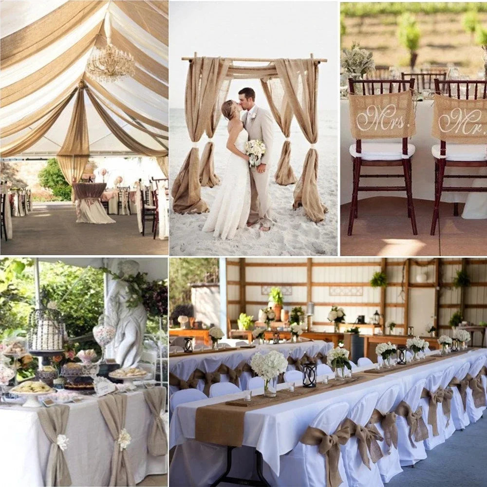 Wide Jute Burlap Table Runner Roll