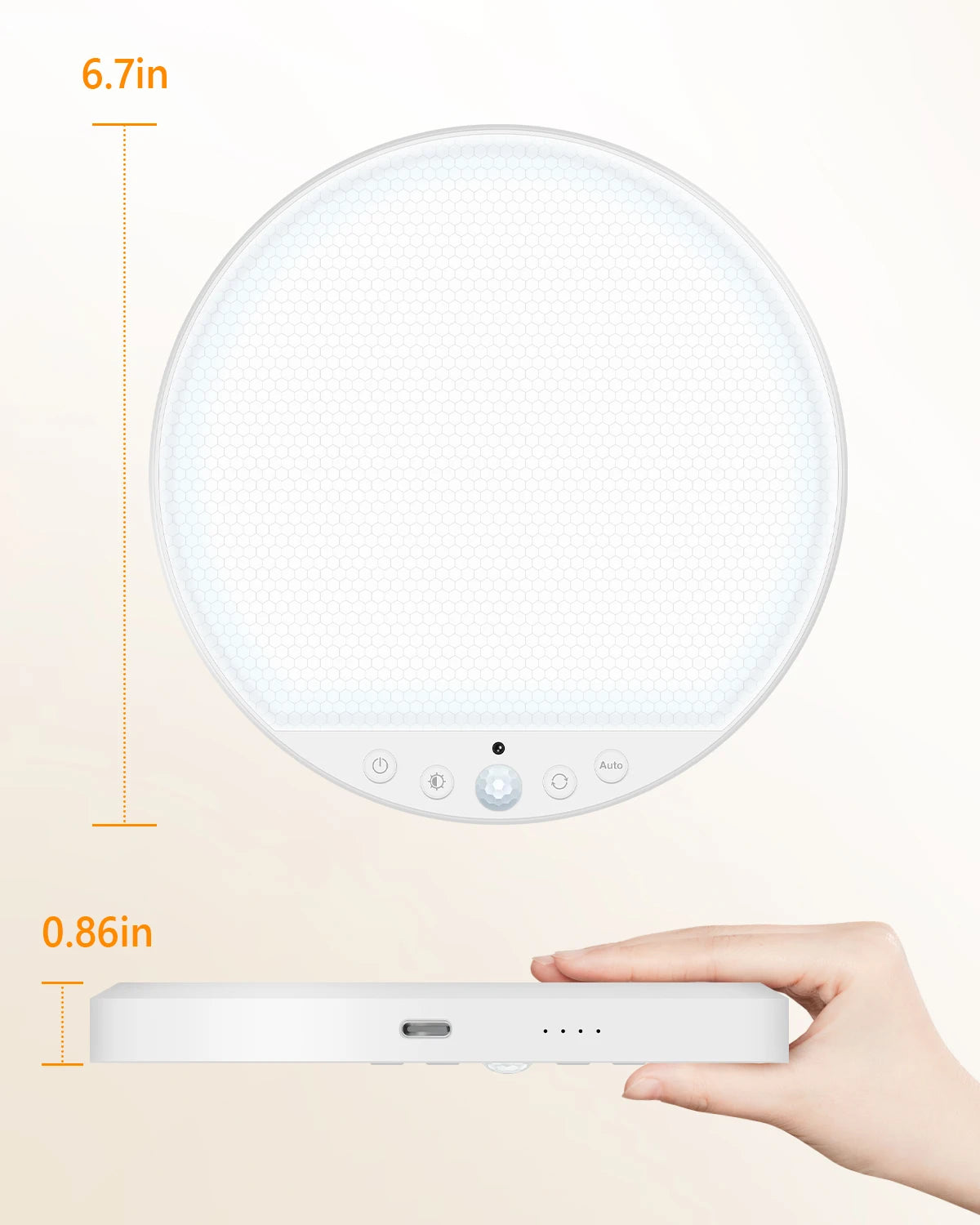 8W Rechargeable Motion Sensor Ceiling Light with Remote 5000mAh battery