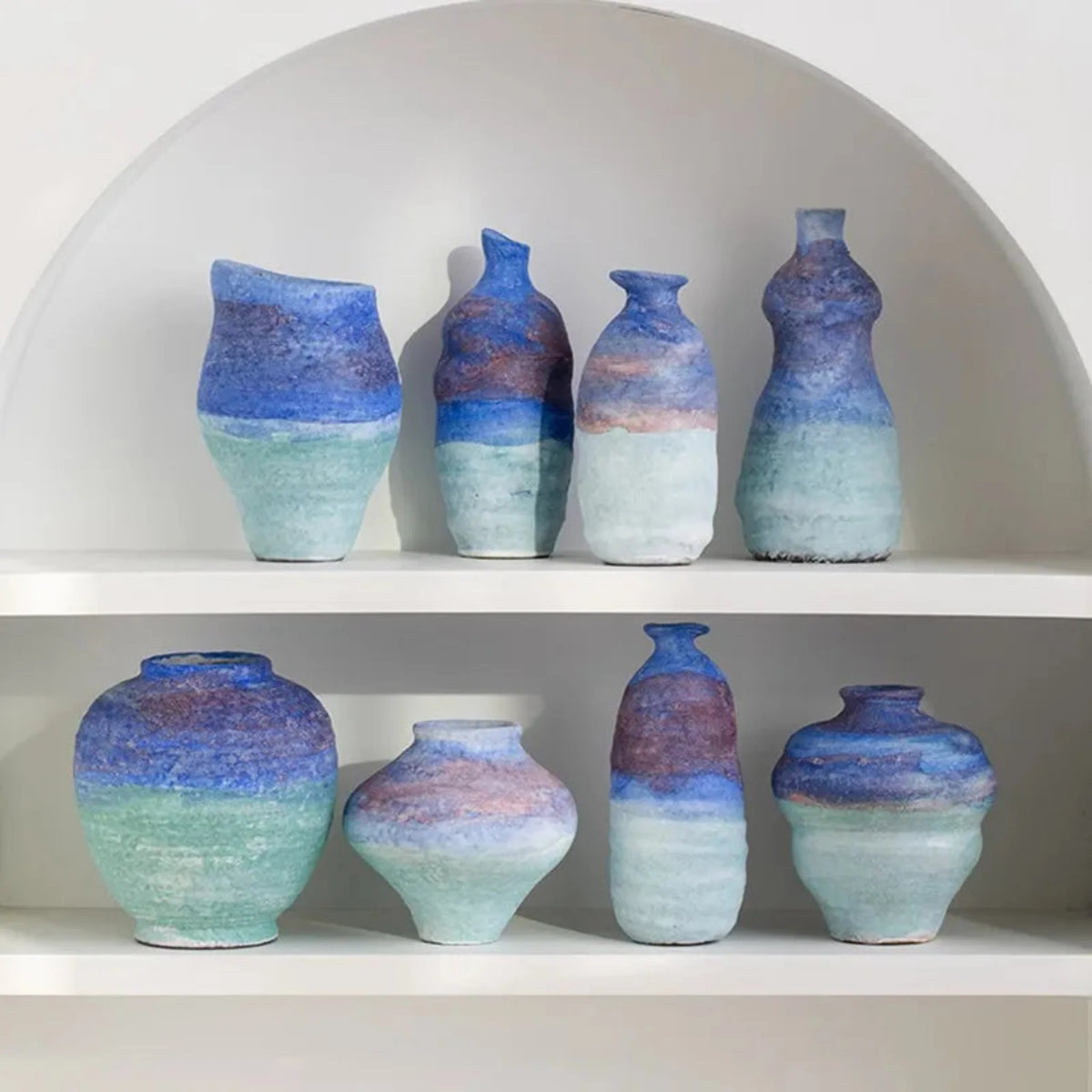 Blue Gradient Ceramic Vase, Glazed Porcelain Bud Vase