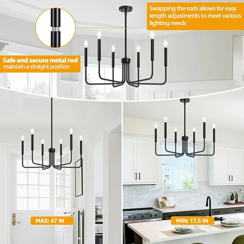 Retro Loft Candle Chandeliers Light Simple Iron Chandelier Pendant