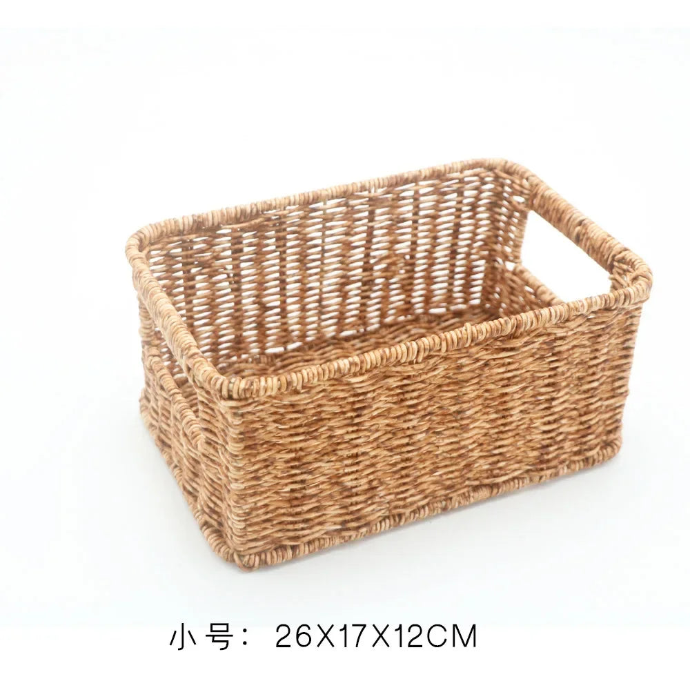 Woven Rattan Storage Basket with Handles