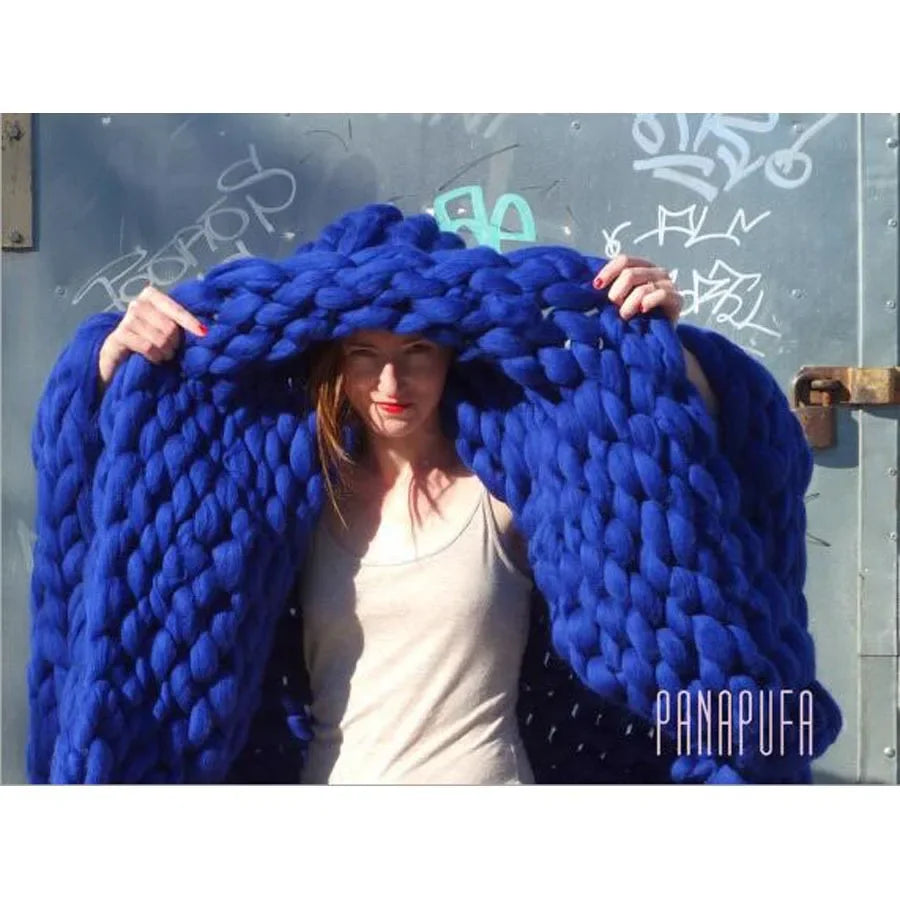 Chunky Knit Wool Throw Blanket