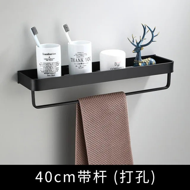Bathroom Shelf Bath Shower Shelf Aluminum Black Bathroom Corner shelf Wall Mounted Black Aluminum Kitchen Storage holder