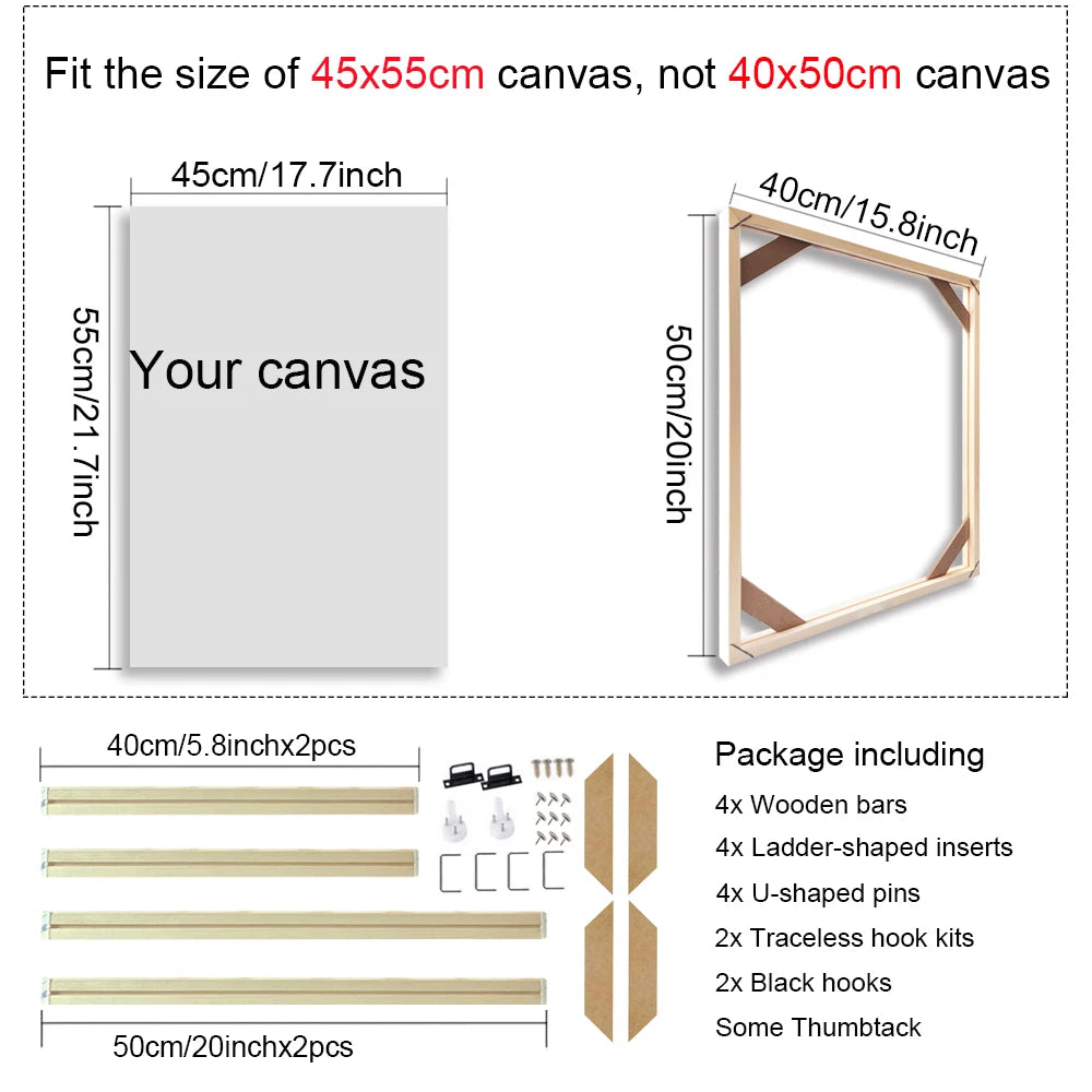 24 Sizes Large Wall Canvas Frame Wooden Frames Wooden