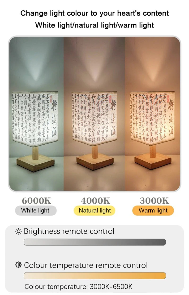 Fabric Square Bedside Lamp