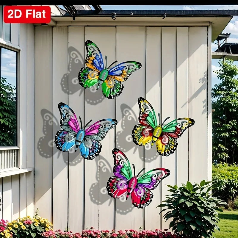 set 2D Metal Butterfly Wall Art Decor for Garden