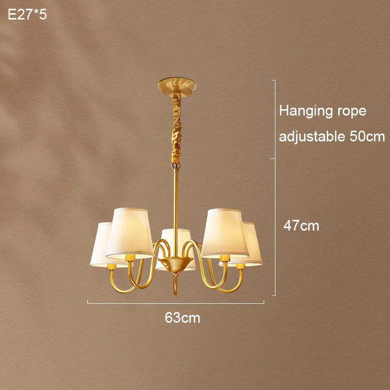 Copper and Fabric Retro Chandelier