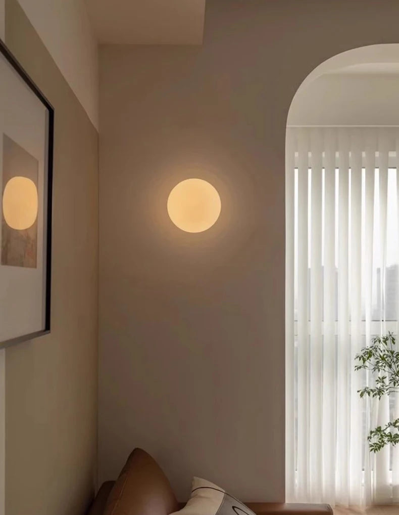 Milky Glass Ball Wall Sconce