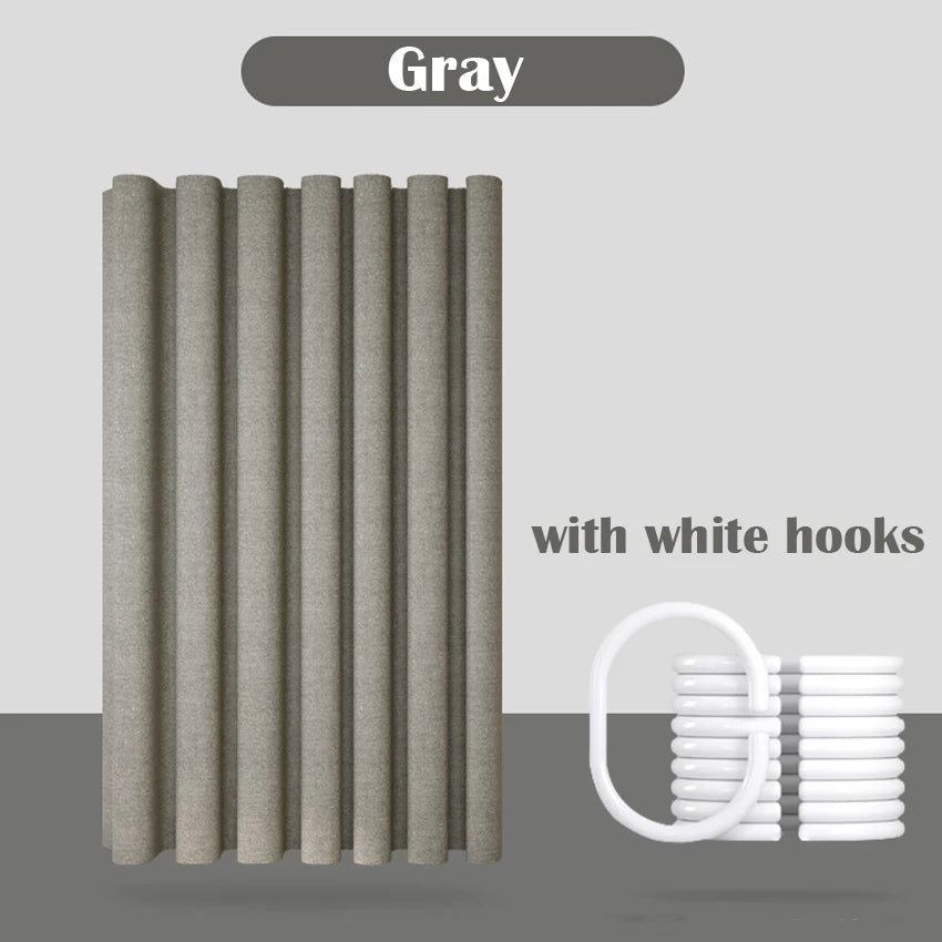 Thick Imitation Linen Shower Curtain Polyester Waterproof Shower