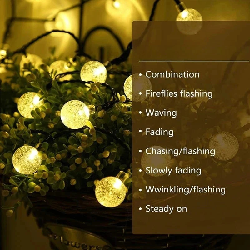 Solar Crystal Globe String Lights