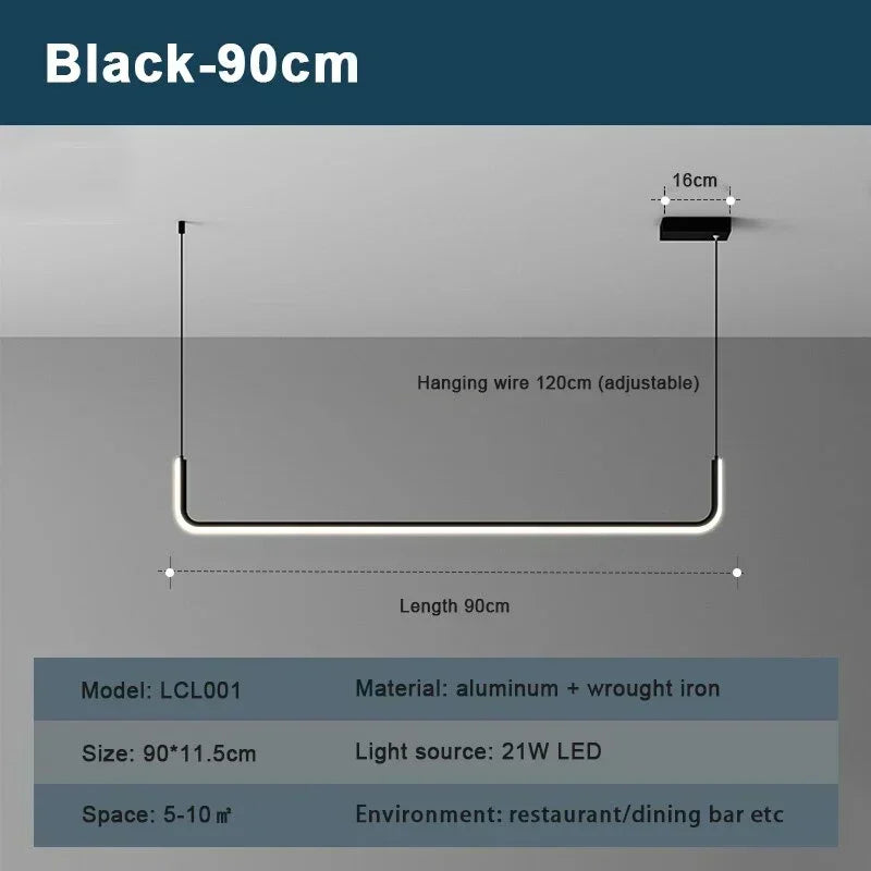 Gold Linear Strip Pendant Light