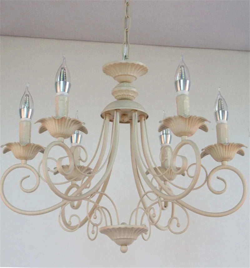 Classic Europe Wrought Iron Chandeliers E14 Candle Light Vintage Black