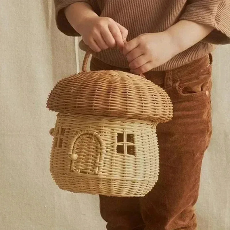 Woven Rattan Mushroom Basket