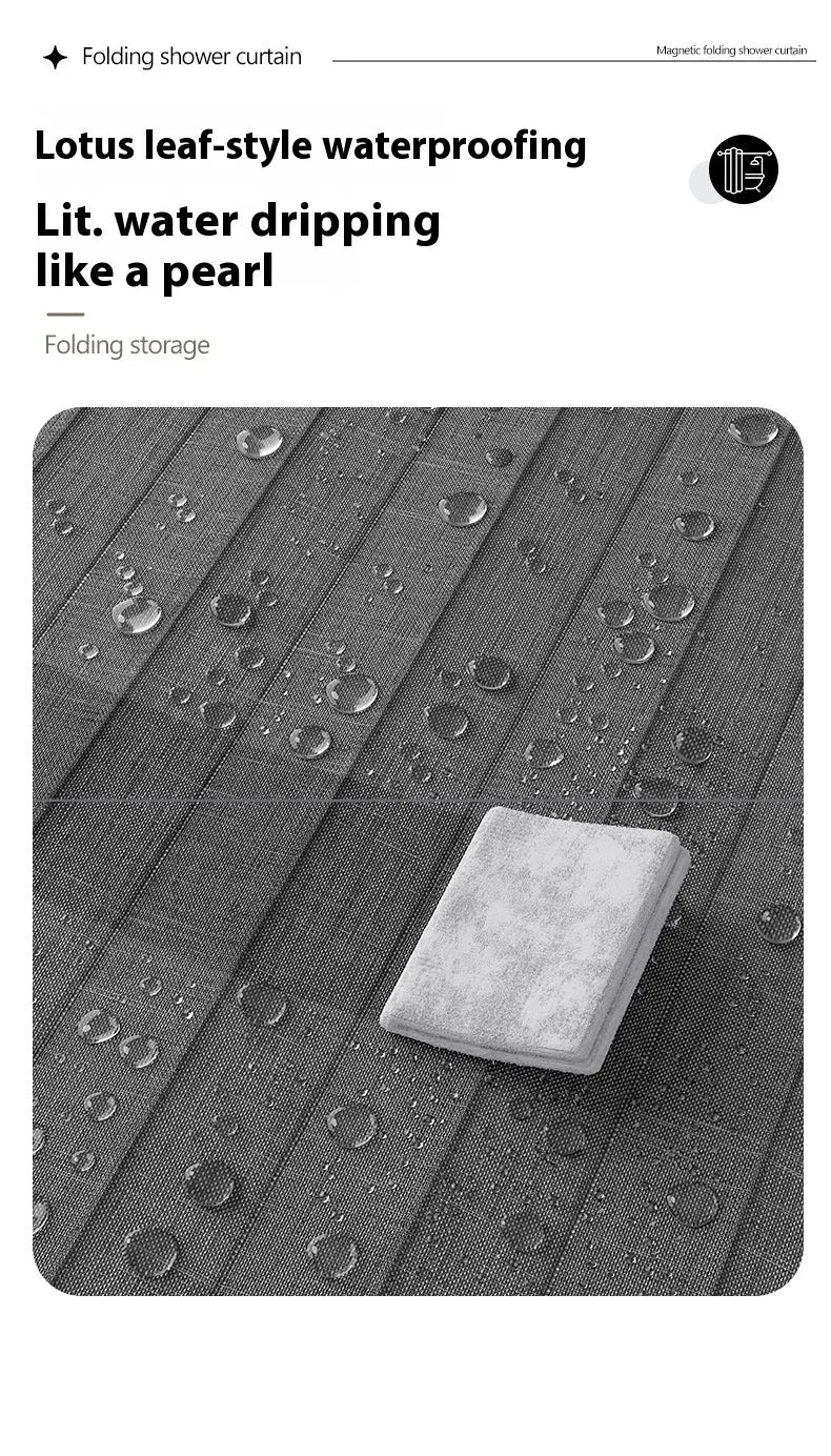 Magnetic Foldable Linen Bath Curtain Waterproof