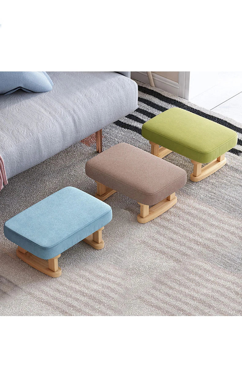 Solid Wood Shoe Changing Stool, Low Foot Rest