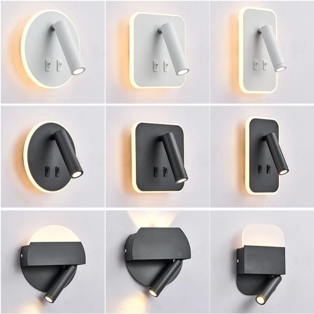 LED Wall Light 220V AC Backlight Rotating Adjustable Spotlight