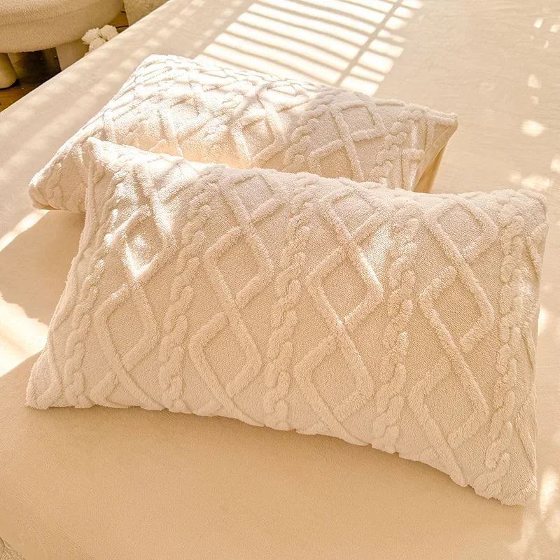 Milk Fleece Winter Thickened Pillowcase Bedding Coral Fleece Simple