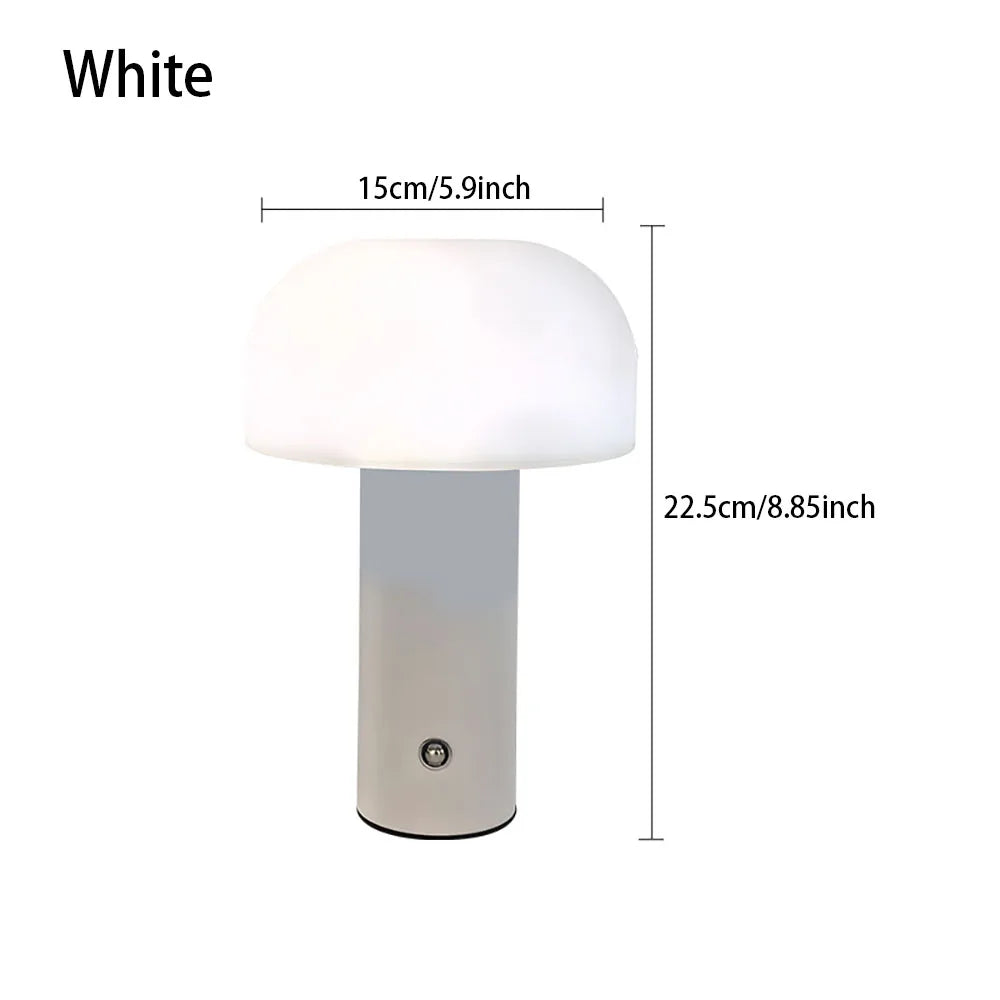Rechargeable Mushroom Table Lamp, 3 Color Dimming