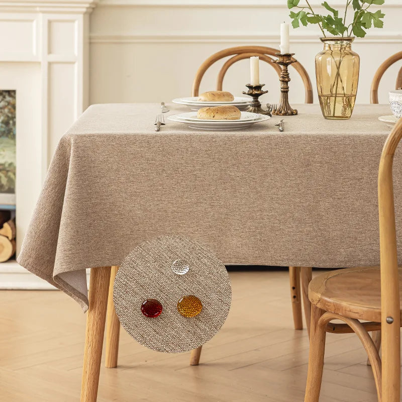 Cotton and Linen Three-proof Tablecloth Waterproof and Dustproof Solid