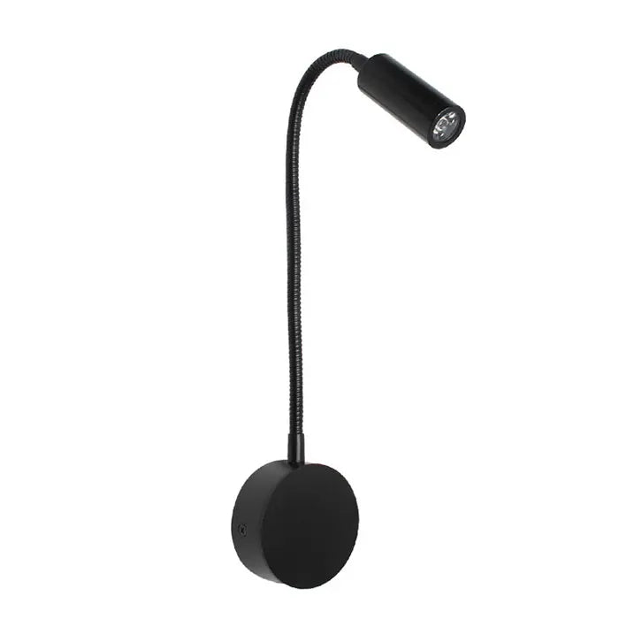 Bronze 3W LED Reading Light Black White Silver Gooseneck Wall Lamp
