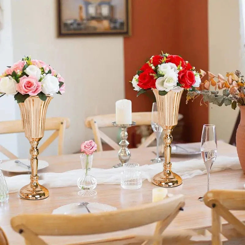 Gold Metal Trumpet Centerpiece Vase