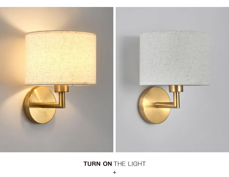 Fabric Shade Wall Lamp With Reading Light