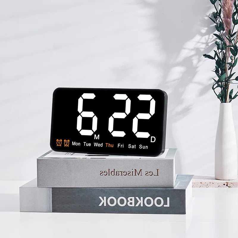 Voice Control Large Digital Wall Clock Temperature Date Week