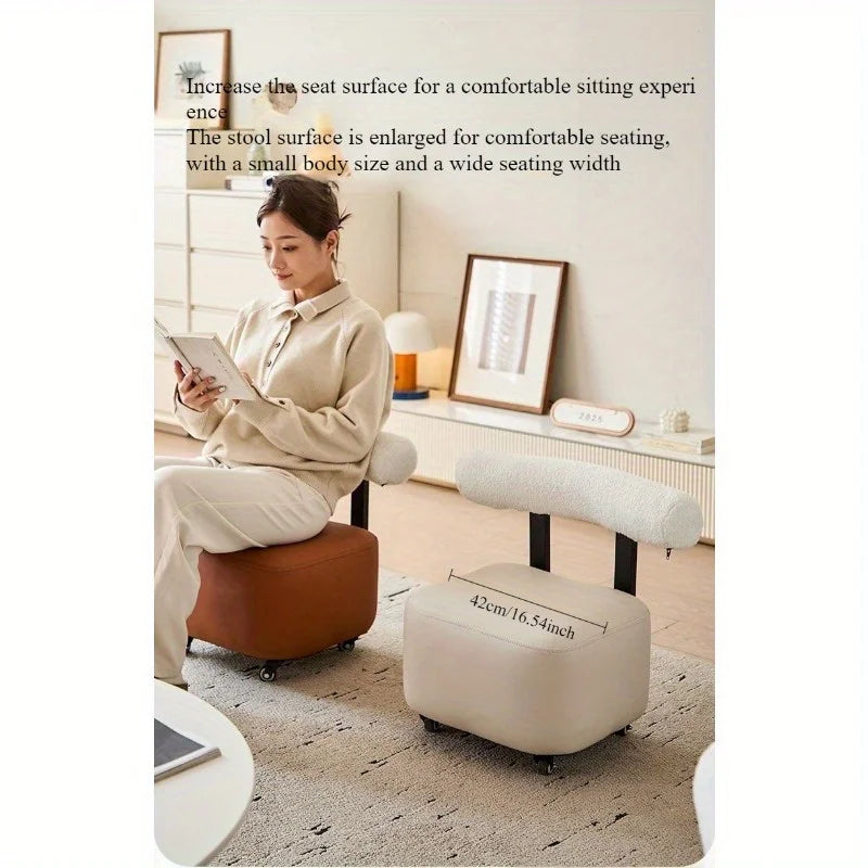 Solid Wood Shoe Changing Stool with Backrest