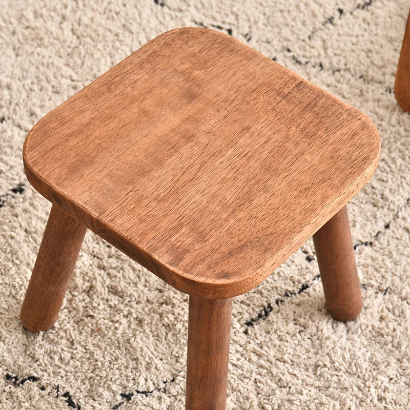 Solid Wood Shoe Changing Stool, Walnut Finish