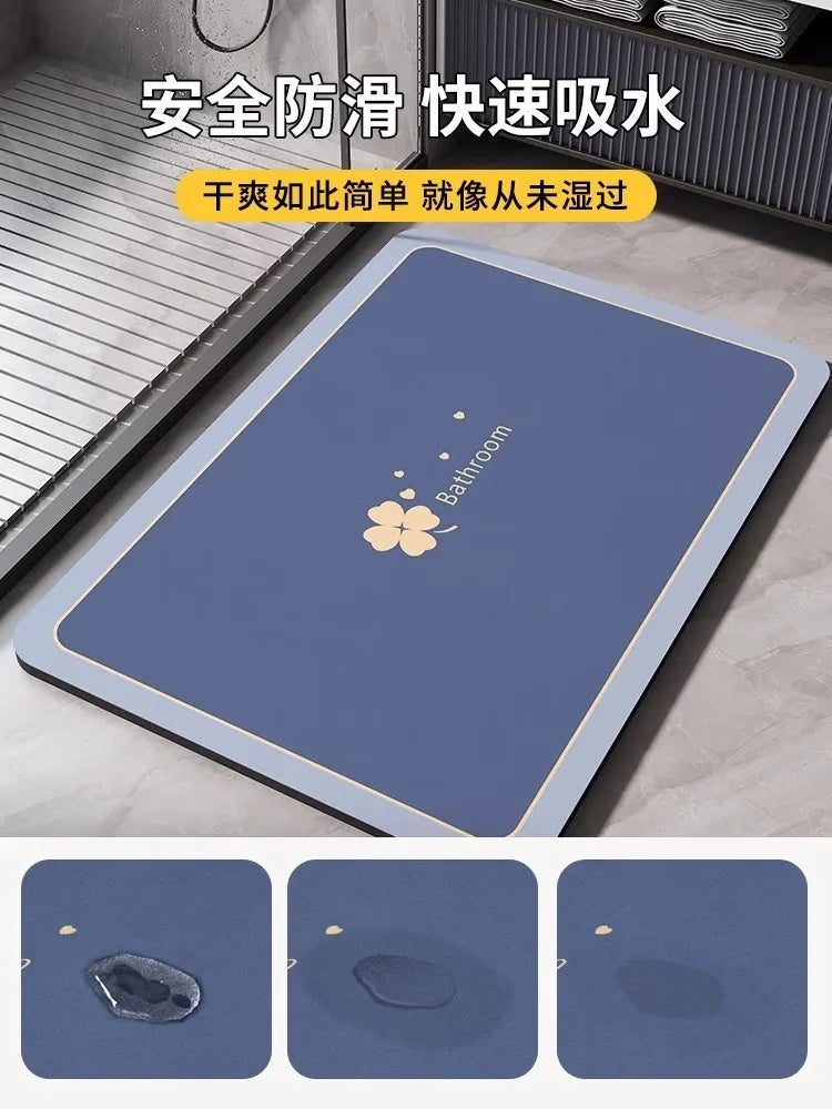 Diatomaceous Earth Bath Mat Bathroom Rug Absorbent Non-slip Floor Foot