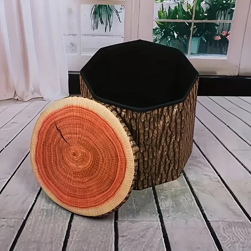 Tree Stump Folding Storage Ottoman