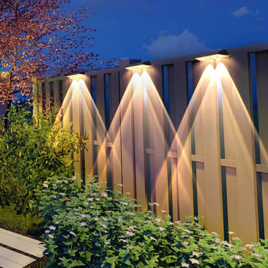 2 Pack Colorful Solar Wall Lights 3 LED Solar Fence Lights Outdoor