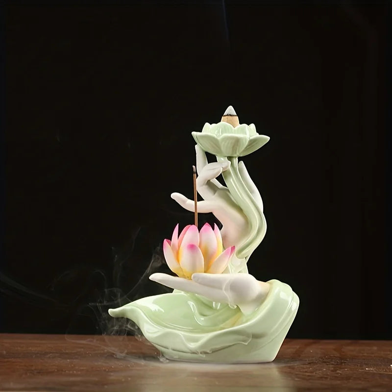 Buddha Hand Lotus Backflow Incense Stand