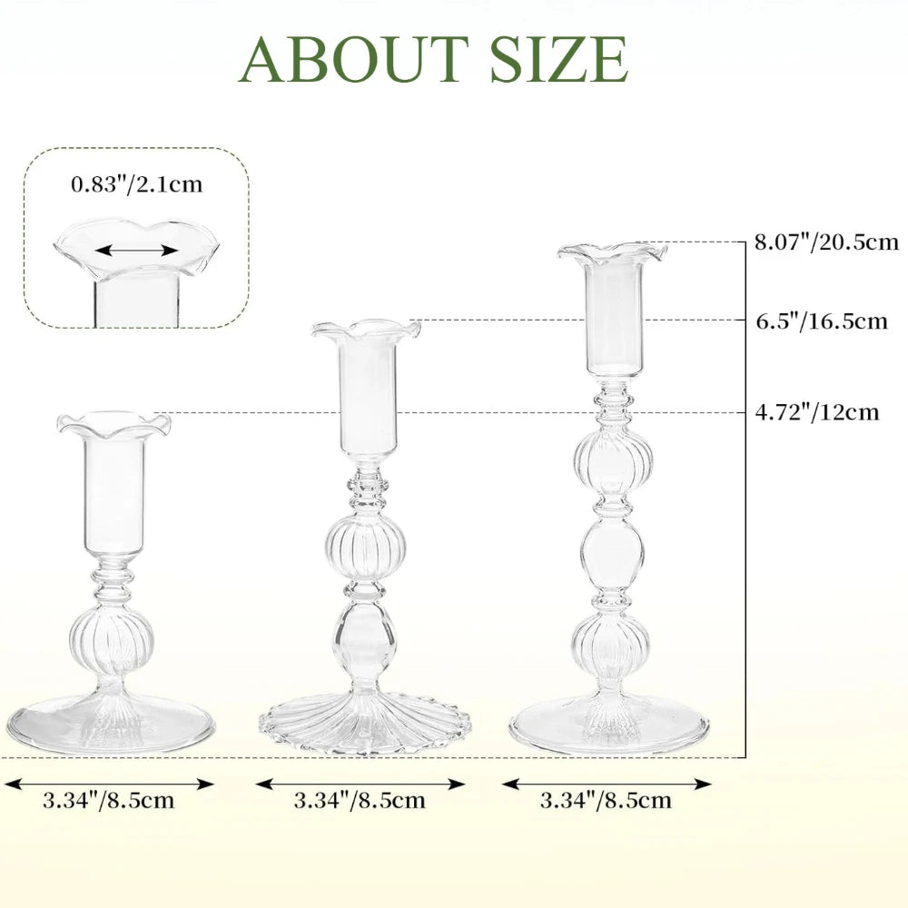 Wavy Glass Taper Candle Holders