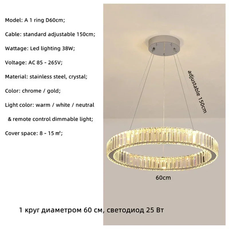 Modern Gold Luxury Crystal LED indoor Chandelier Bedroom Living Room
