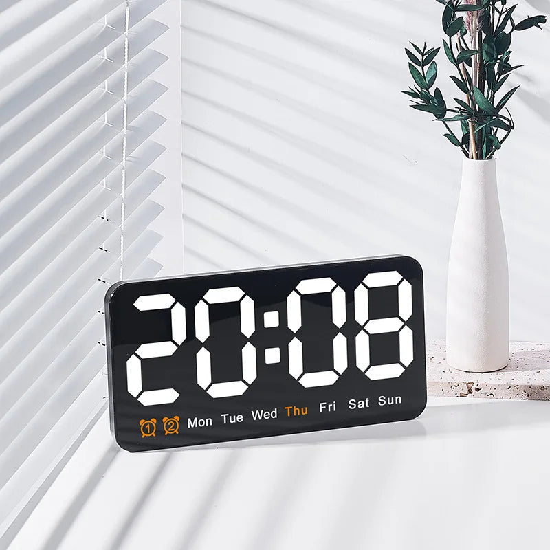 Voice Control Large Digital Wall Clock Temperature Date Week