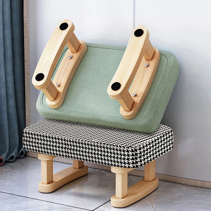 Solid Wood Shoe Changing Stool, Low Foot Rest