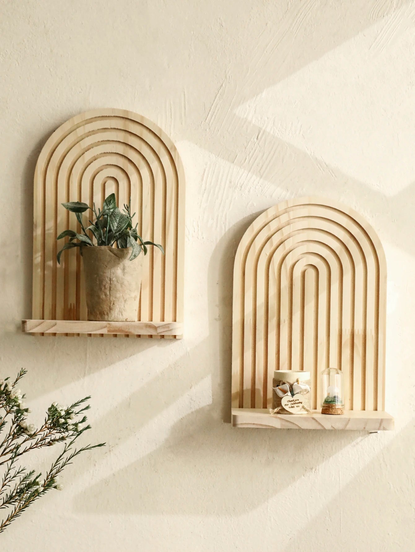 Boho Geometric Wooden Wall Shelf