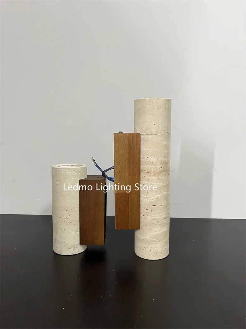 Indoor Stone Wall Lamp Travertine Sconce Light Hardwired With E27 Bulb for Bedroom Living Room