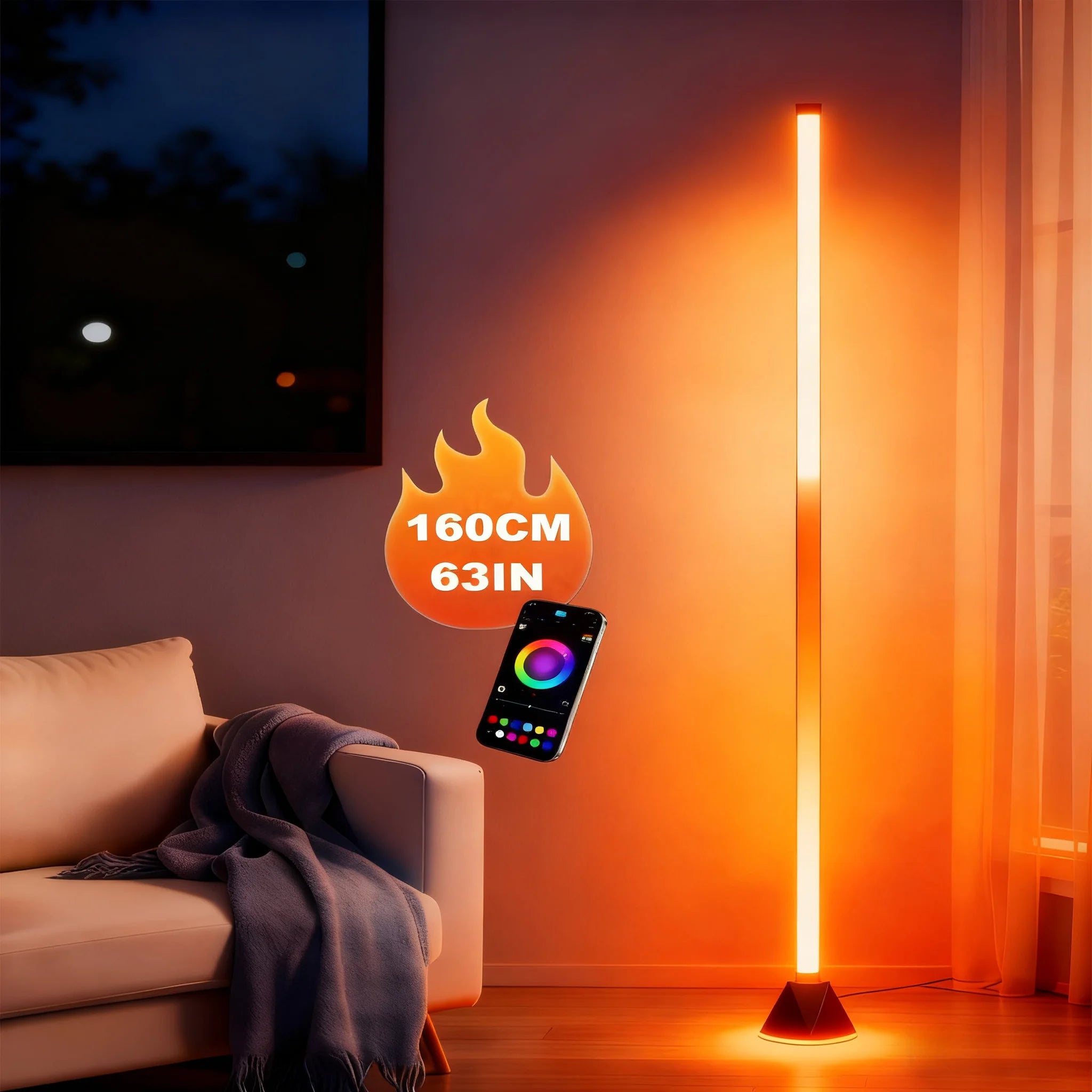 Smart RGB LED Corner Lamp 160cm