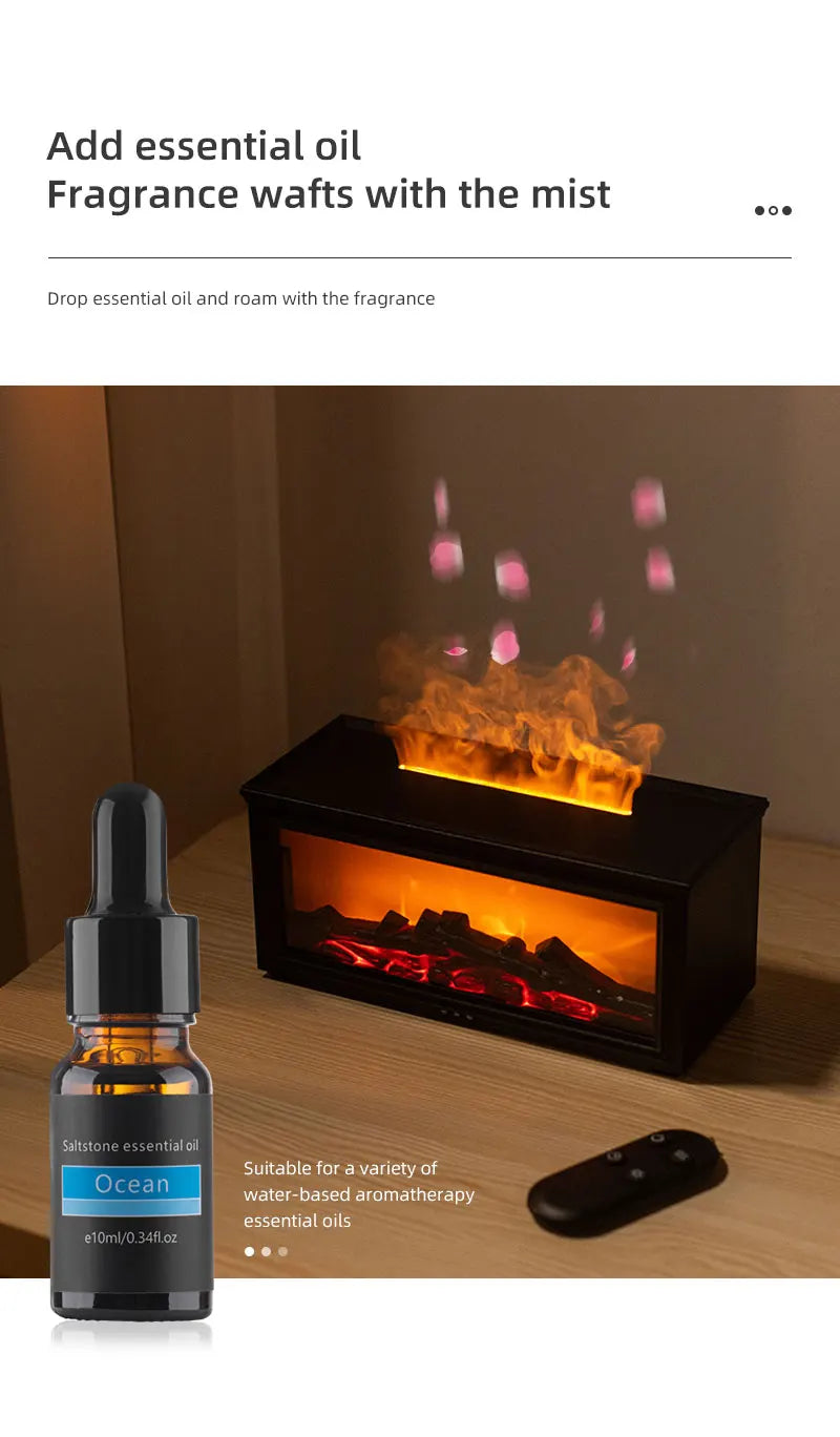 Eseential Oil Diffuser, Fireplace Flame Oil Diffuser - Aromatherapy