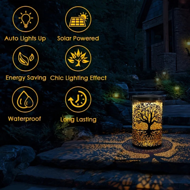 Vintage Metal Solar Hanging Lantern, Waterproof LED