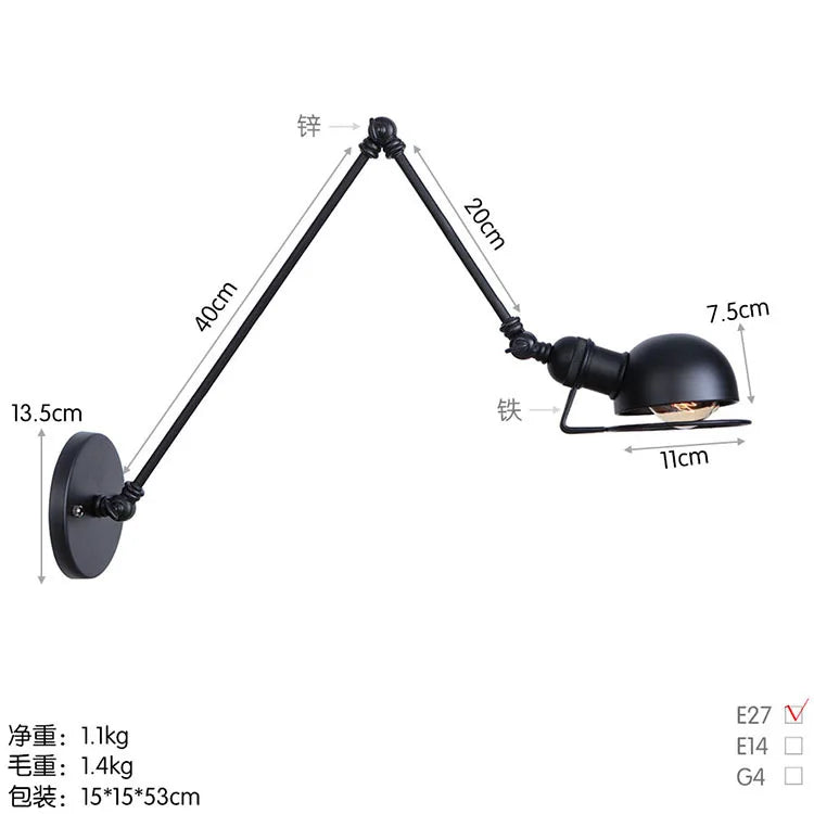 Modern Simple Adjustable Interior Led Wall Lamp White Black for Bedside