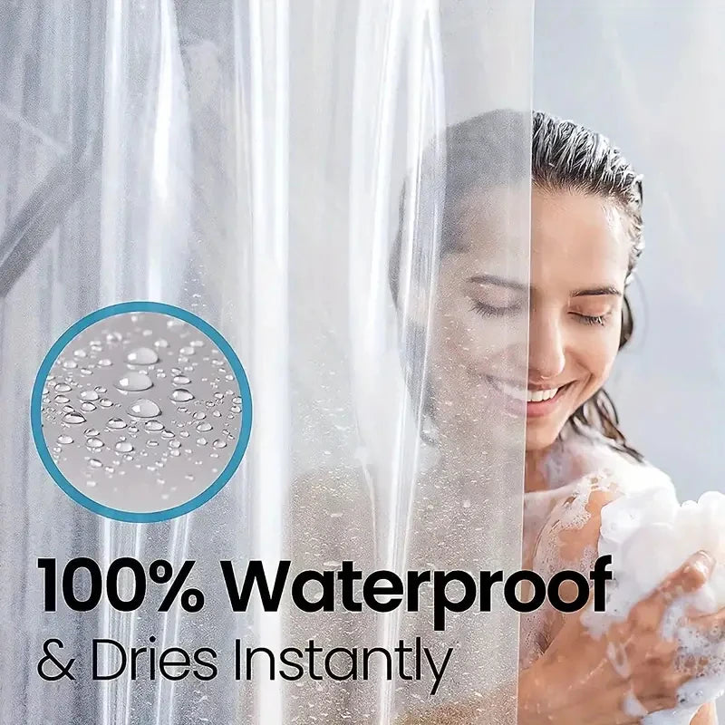 1pc Heavy Duty Clear Shower Curtain Liner with Metal Grommets