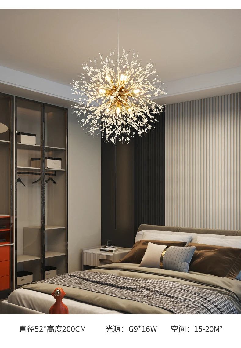 Modern Sky Star Fireball Crystal Pendant LED Lighting Dandelion