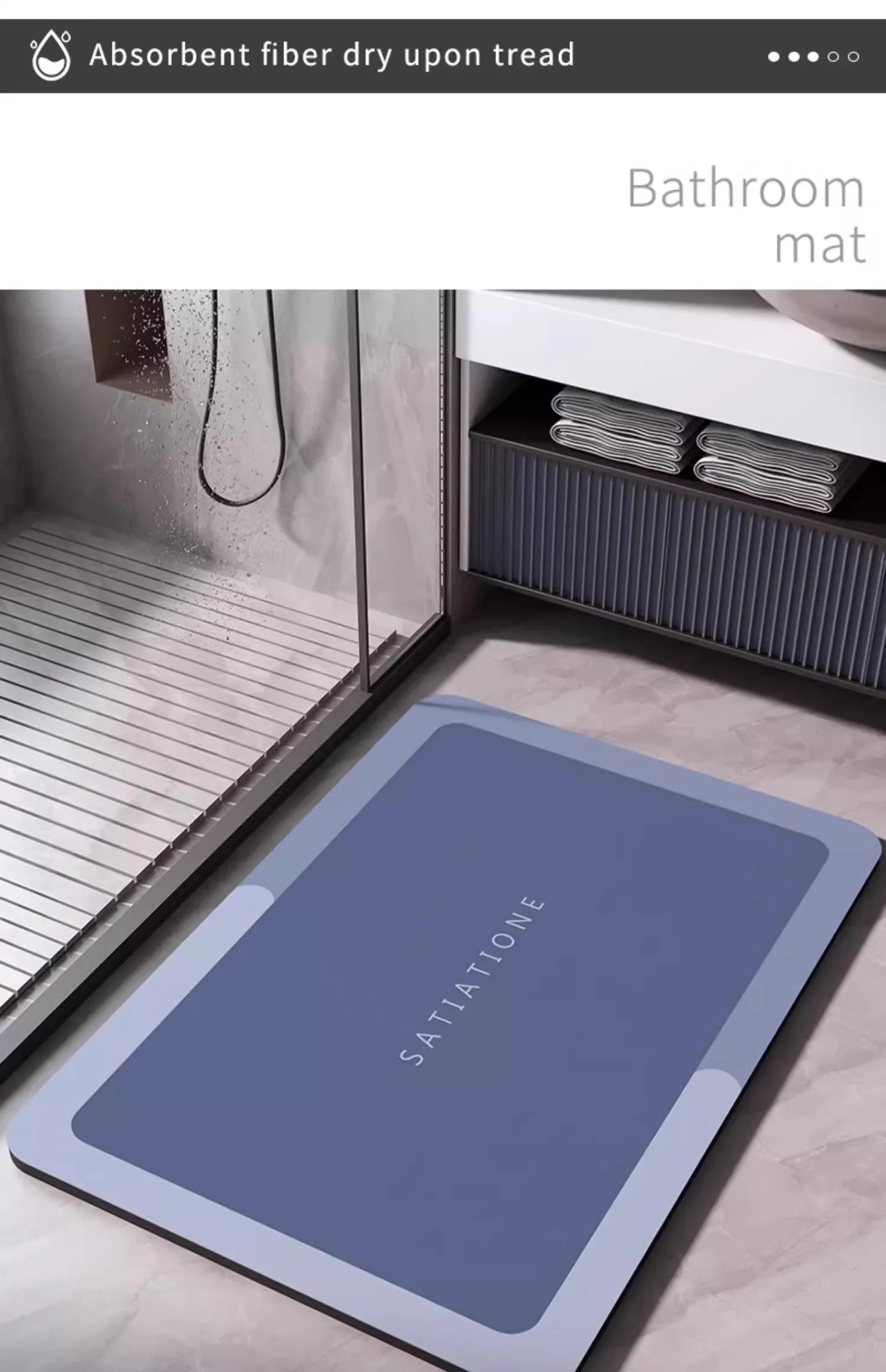 Diatomaceous Earth Bath Mat Bathroom Rug Absorbent Non-slip Floor Foot
