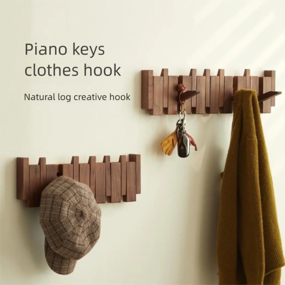 Wooden Wall Coat Rack with 8 Hooks
