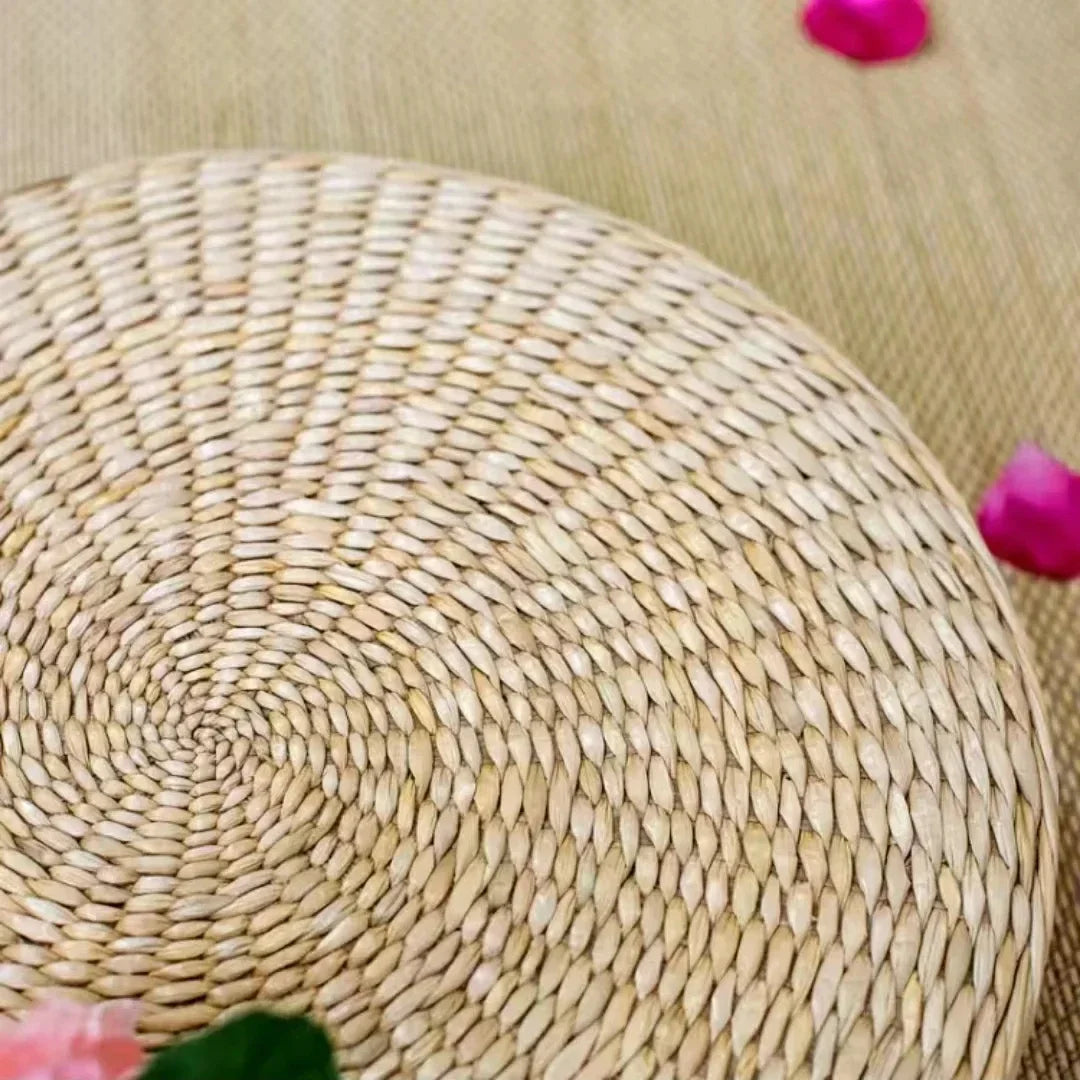 Handmade Woven Natural Straw Round Pouf Tatami Cushion Floor Japanese Style Cushion Home Textile Tea Ceremony Home Ground Mat