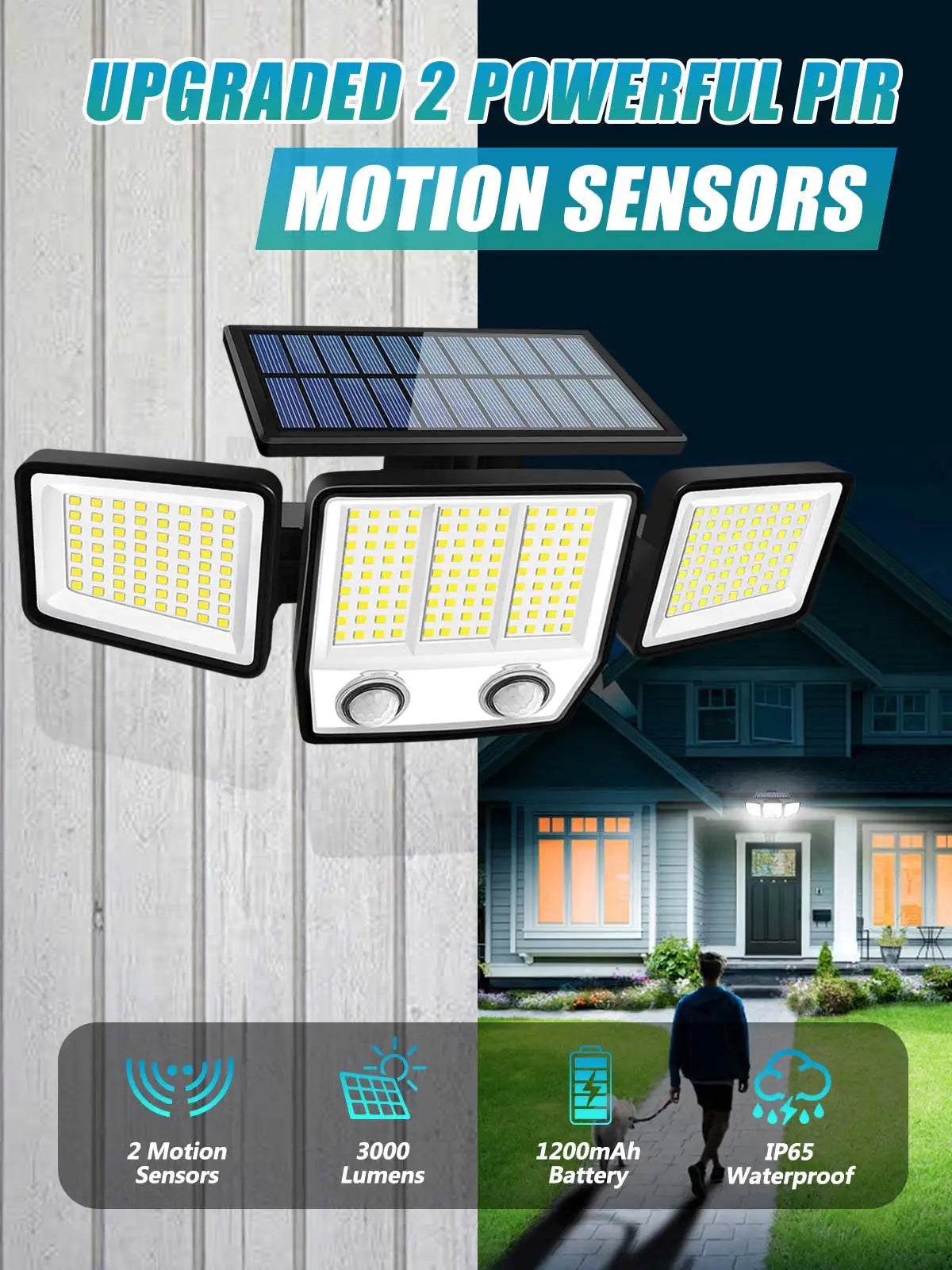 3-Head Adjustable Solar Motion Light