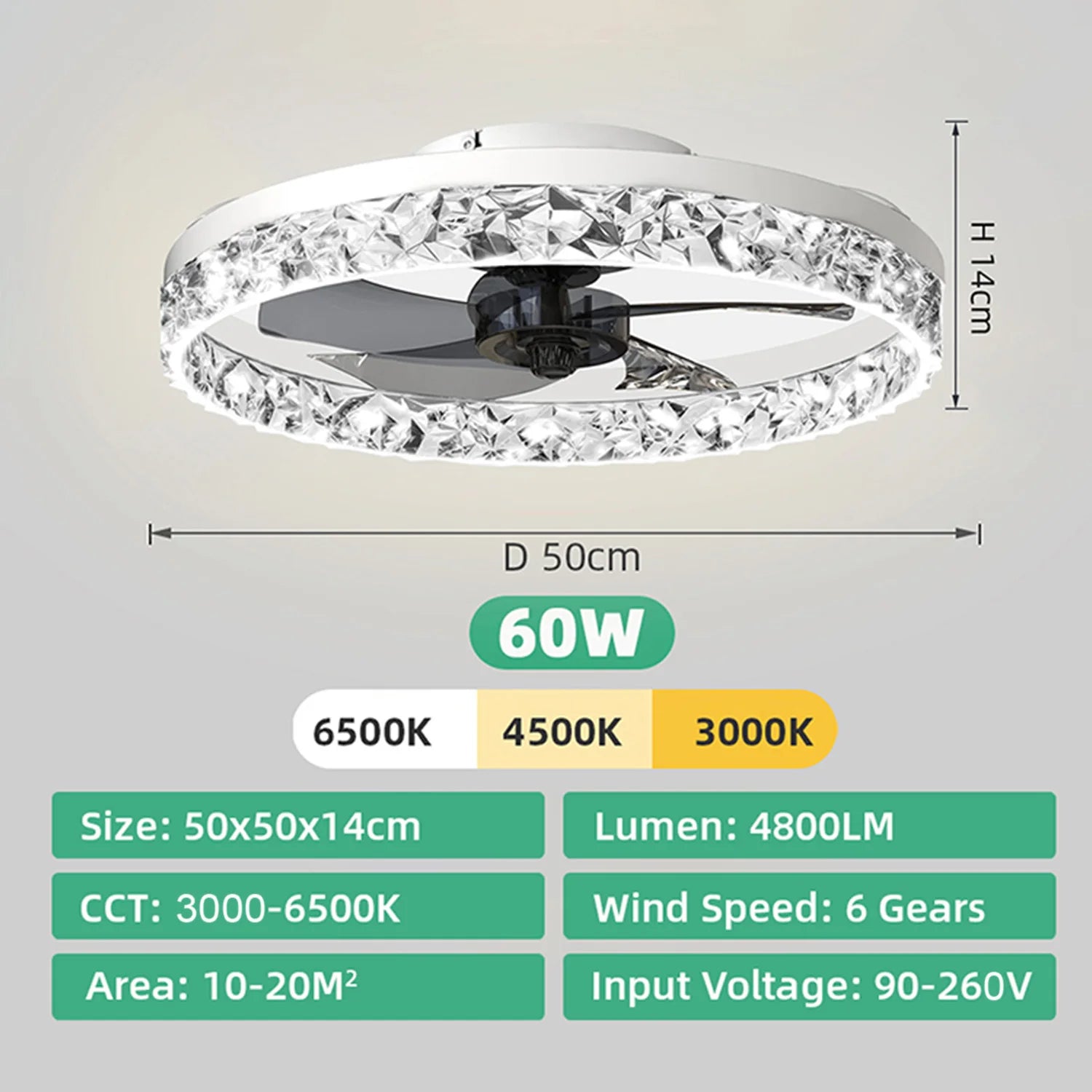 Silent Dimmable LED Ceiling Fan